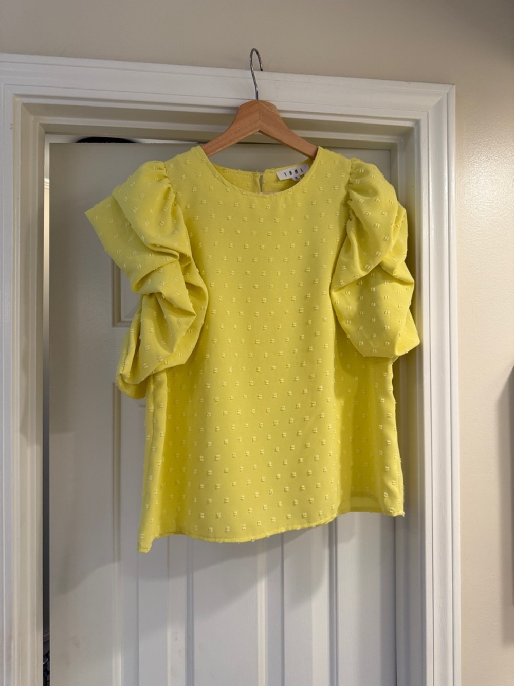 THML Yellow Ruffle Sleeve Blouse
